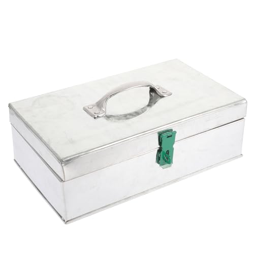 Angoily Boîte à Outils en Tôle de Fer 28x16x9 Cm Verrouillage, Boîte Antirouille Multifonctionnelle pour Rangement Maison, Coffre Portable Sécurisé pour Outils et Couleur