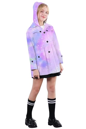 Image of SANGTREE Girl's Waterproof Trench Coat Hooded Lightweight Windbreaker Rain Jackets