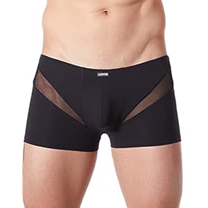 LOOK ME Boxershorts zwart heren sexy met fijne netstrepen in V-vorm