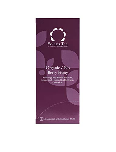 Solaris Tea Organic Berry Fruity, 40 Whole Leaf Stitched Silken Teabags