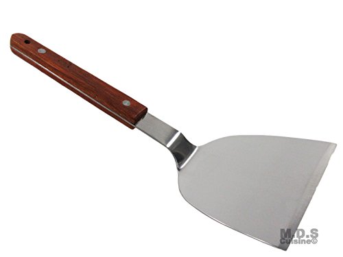 Turner Burger Heavy Duty Polished Stainless Steel Grill Spatula Scraper Wood Handle - Thumbnail 3