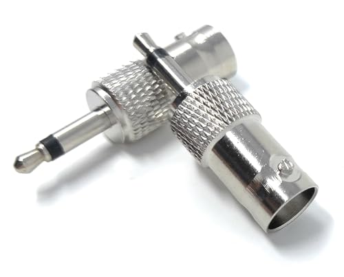 DRUT 2pcs BNC Socket to 3.5mm Male Mono Jack Plug Composite Coax Cable Adapter (Silver) - Image 2