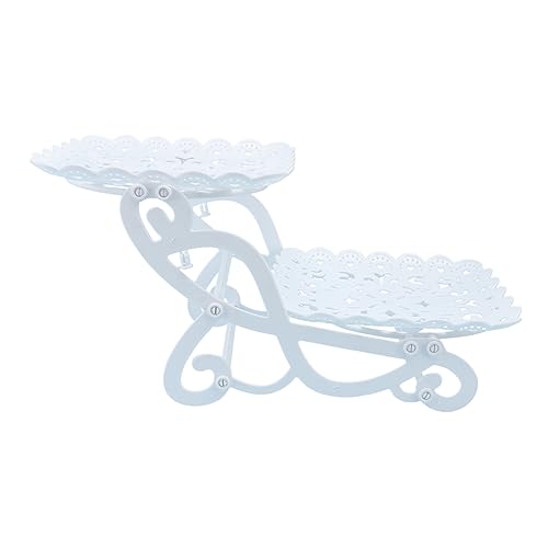 AUTSUPPL Plastic Dessert Table Decoration Double Layer Cake Fruit Rack Snack Display Stand for Afternoon Tea Parties Restaurants