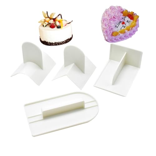 ZUNOXAZ 4 pièces Set Grattoirs et Lisseurs Pâtisserie Plastique Alimentaire Outils Fondant pour Modelage Gâteau Coins T pour Décoration DIY