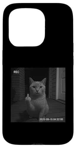Funny Cat Flipping Off Middle Finger On Security Camera X}zP[X iPhone 15 Pro p