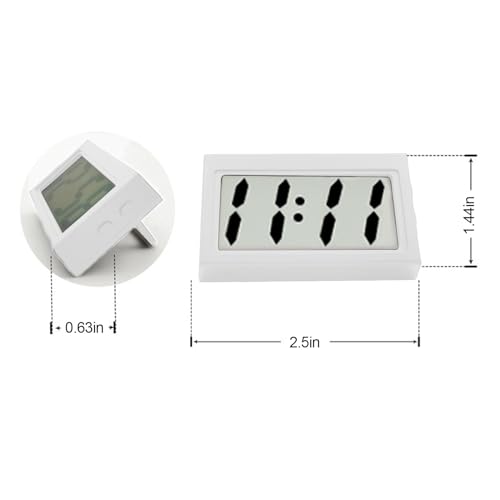 Image of Shudyear Small Digital Clock, with Jumbo LCD Time & Day Display,Mini Automotive Small Digital Clock Battery Operated for Desktop Nightstand Pocket Car Truck Dashboard & Air Vent (3, White)