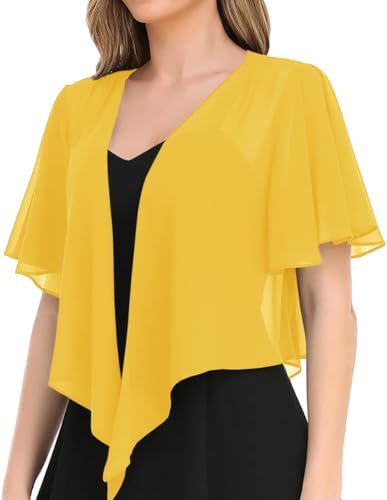 Image of Women's Solid Puff Sleeve Kimono Short Cardigan Loose Cover Up Casual Blouse Top Chiffon