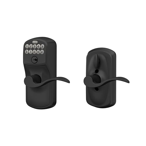 Schlage Electronic Keypad Lock, Lever Handle, Camelot Trim, Matte Black - image 8