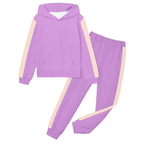 Survêtement enfant en tissu doux ensemble sweat à capuche confortable et pantalon de sport violet