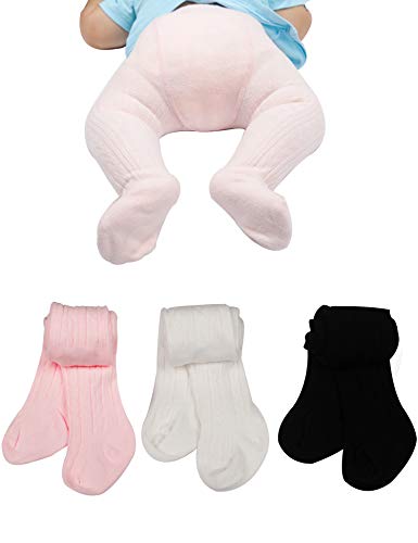 Pack de 3 pares de leotardos de algodón, unisex. Talla: 0-4 años...