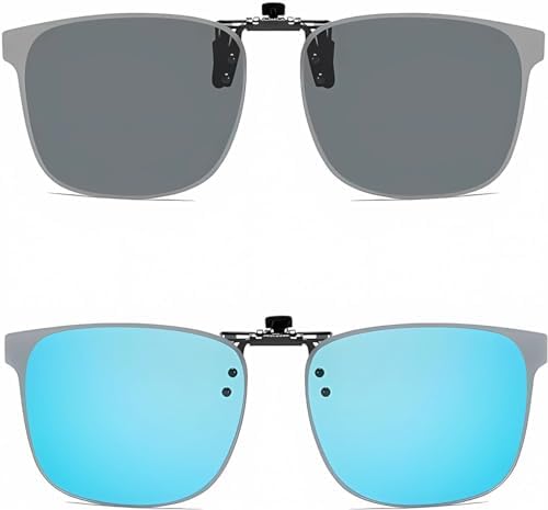 Clip on Flip up Polarized Lens For Prescription Glasses UV Protection Sunglasses (Clear lenses not Polarized)