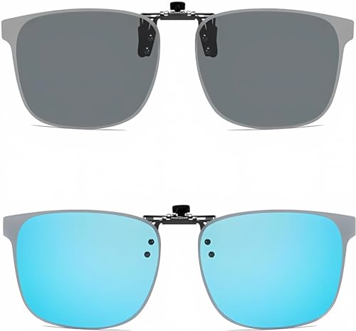 Image of Clip on Flip up Polarized Lens For Prescription Glasses UV Protection Sunglasses (Clear lenses not Polarized)