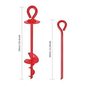 Heavy Duty Dog Tie Out Stake Spiral Strong Ground Anchor for Large Dog Up to 150 lbs, Dog Stake Runner for Yard, Dog Leads for Yard, Outdoor Dog Run for Camping Gear or Beach Accessories Red