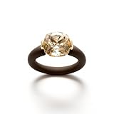 Anillo de caucho marrón y cristal de alta calidad, base dorada chapada en oro 18k, tamaño ajustable. Regalo para Mamá. Regalo para Mujer. (Champán)