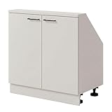 INNOVAHOME Dachschrägenschrank 80cm – Massive 18mm Konstruktion (Korpus & Rückwand), Metallgriffe, Verstellbarer Boden – Schneeweiß