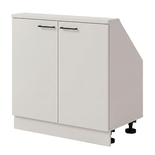 INNOVAHOME Dachschrägenschrank 80cm Kniestockschrank Schneeweiß - Robuste 18mm Konstruktion - 3 Höhen-System - Drempelschrank mit Metallgriffen & Fachboden