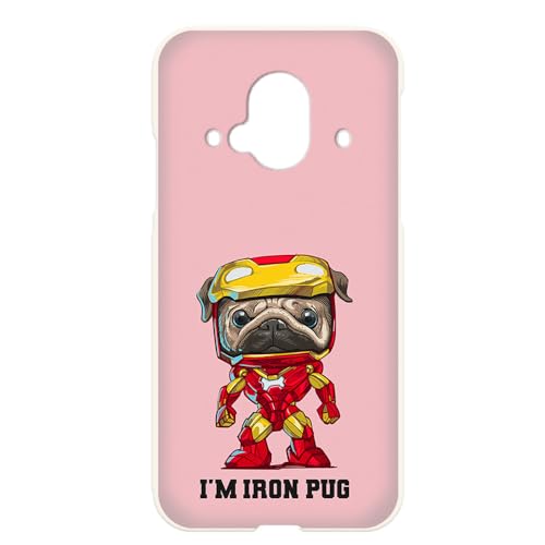 らくらくスマートフォン F-52B 用 スマホケース らくらくフォンf-52bのカバー アイアンぱぐ パロディ あにまる いぬ柄 ぴんく けーたい ケース hbcbs02