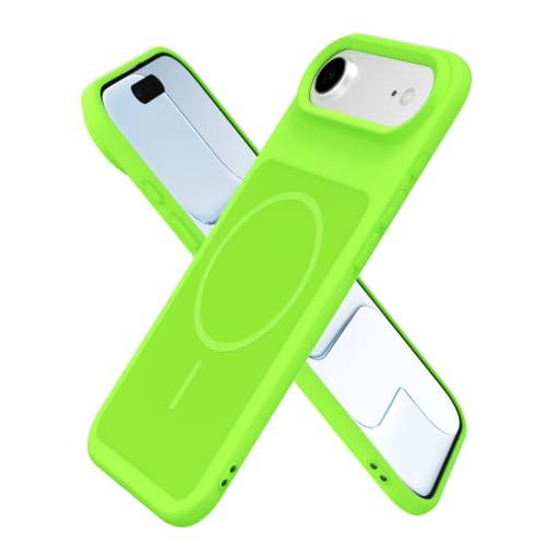 Coque iPhone 17 Air magnétique vert fluo en gel souple et mat pour une protection anti-choc