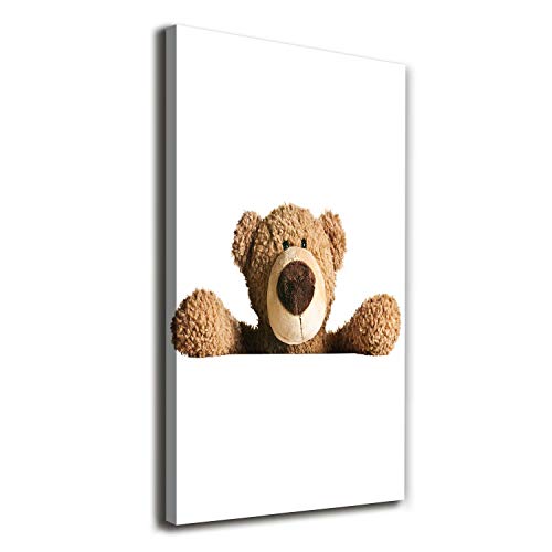 Tulup - Framed Canvas Print - 70x140 cm - Wall Art - Art print Images - Picture - Home Decor Interior - Painting - for Living Room Bedroom, Kitchen - Brown - Teddy bear
