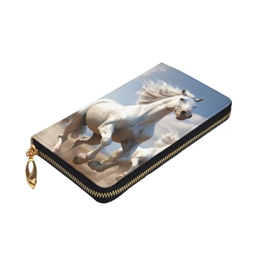 Horses Prints Leather Long Clutch Wallet for Fashionable Girls and Women - Durable, Stylish, and Functional, Black, One Size3
