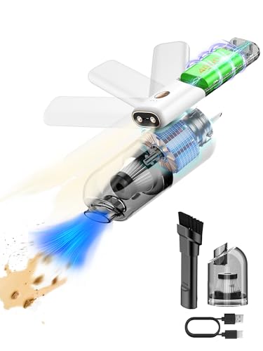 yanace 9000Pa Aspiradora Automóvil Mini USB-C, Batería 4000mAh Sin Cable, Trabajo Continuo 20 Min, Fuerte para Húmedo y Seco, Pequeña para Auto/Cama/Sofá/Mesa/Portátil