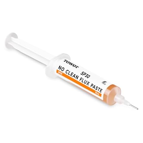 TOWOT No-Clean Soldering Flux Paste for Electronics, 30 ml, Pneumatic Dispenser with Plunger & Dispensing Tip Cover