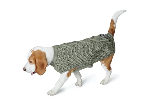 HUNTER Hundepullover MALMÖ, Farbe: Khaki, klassisches Zopfstrick-Muster, wärmend & bequem, elastisch für optimalen Sitz, reflektierend für mehr Sichtbarkeit, waschbar bei 30°C, Größe: 25