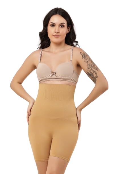 Women's Full Body Shapewear Shorts for Tummy Control | High Waist Seamless Slimming Bodysuit | Waist, Abdomen & Thigh Compression | Breathable Stretch Fabric | Beige-image-29