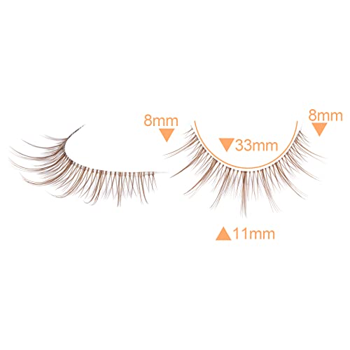 Brown Lashes Clear Band Natural Wispy Manga Brown Eyelashes Short Soft 5 Pairs Halloween Decorative Brown False Eyelashes Pack By Lanflower #TOP2