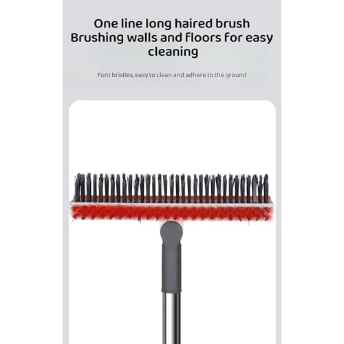 Image of Magic Broom Silicone Floor Wiper - Heavy Duty, Durable & Efficient Floor Cleaning Tool Stainless Steel Extendable Handle Bathroom and Kitchen Squeegee Wiper(Multicolor) (Orange 3 in 1 Wiper)