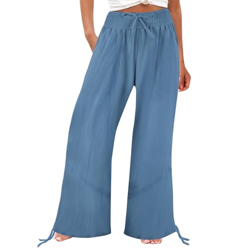 Pantalon sarouel long en lin femme léger contre la chaleur estivale