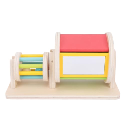 Yinhing Trärullande Trumma Skalllerleksak Sensorisk Utveckling Babyleksak med 5 Livfulla Färger för Spädbarns Magetid och Finmotorik