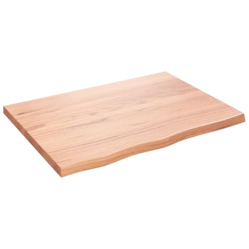 vidaXL Waschtischplatte, Multifunktional Arbeitsplatte mit Naturkante, Waschtischkonsole Tischplatte für Badezimmer, Holzplatte Platte, Hellbraun 80x60x(2-4) cm Massivholz Behandelt