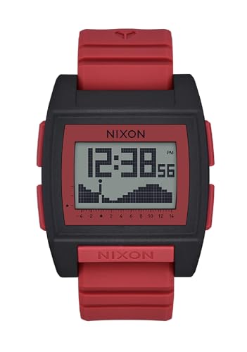 Nixon Base Tide PRO Men's Watch with Red Silicone Strap 10 Bar Case Diameter 42 mm A1307-5365-00