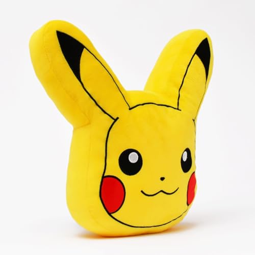 Image of Mirada Yellow Pokemon Pikachu Face Soft Toy Officially Licensed | Soft & Comfortable Plush Pillow for Kids & Fans | Plush Toys, Stuffed Animals, Cute Soft Toys, Baby Gift, Room Decor Pillow | 35cm