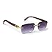 Retro Rimless Purple Gradient Tint Gold Frame Hip Hop Sunglasses Rectangle Men Women Frameless 90’s Shades Woodgrain Arm Fashion Frameless Square Unisex Summer Sun Glasses