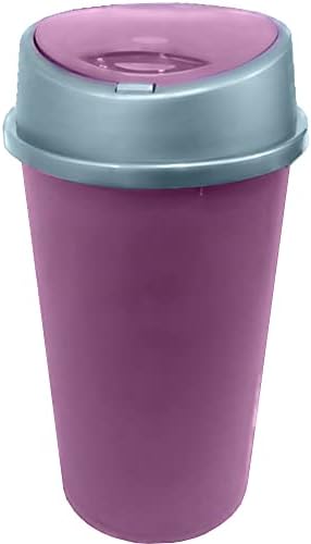 KetoPlastics KITCHEN BIN Touch Top Bin for Home Office School Kitchen Bathroom Freestanding Round 45 Litre Portable Bin with Removable Lid - - PLUM