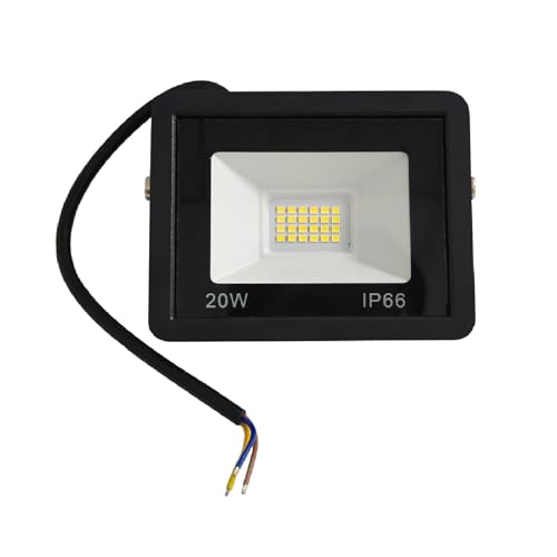 UEGFSIJRF ​Luz de inundación LED de gran angular de 120°, 20 W, 1400 lúmenes, luz diurna 6500 K, iluminación de seguridad impermeable para exteriores con nudillos ajustables para estacionamiento