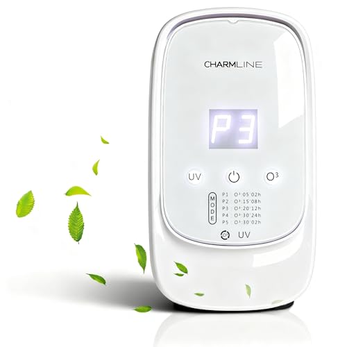 Charmline purificador de aire con ozono e iones negativos, eliminador de olores, generador de ozono para hogar para baño, cocina, humo, mascotas y formaldehído, con compartimento para aroma