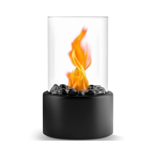 Flammtal Tabletop Fire Pit [4h Burning Time] - Table Top Firepit Indoor & Outdoor - Ethanol Table Top Fire Pit Bowl with Black & White Stones - Portable Fire Pit with 2 Combustion Chambers - Fire Bowl
