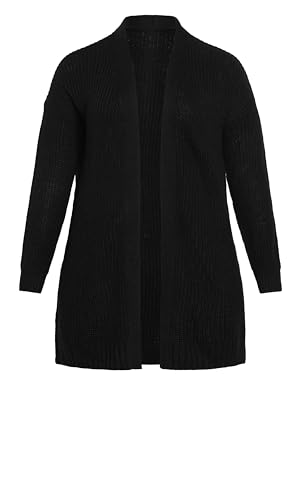 Image of Avenue Women's Plus Size Boyfriend Rib Knit Open Front Cardigan