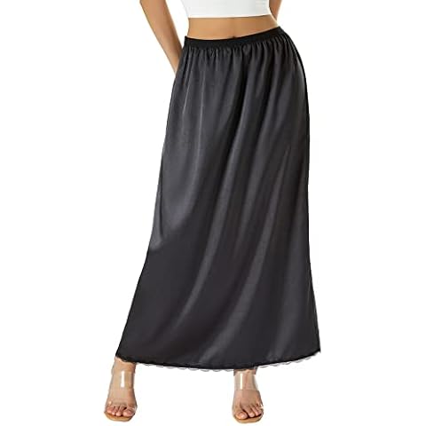 Plus Size Satin Half Slip with Lace Trim Cover