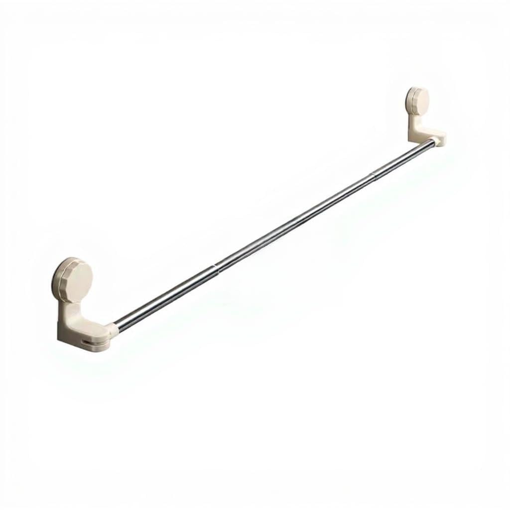Suction Cup Towel Rack | Telescopic, Non‚ÄëPerforated Installation for Bathroom | Durably PP Plastic | Milky White-image-16