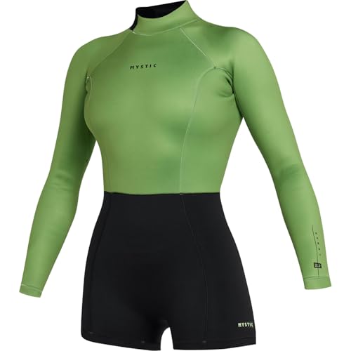 Mystic Womens Lunar 2/2mm Back-Zip Longarm Shorty Wetsuit - Soft Green 240111 L