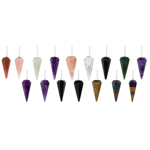 Dowsing Crystal Pendulum Set – Natural Gemstone Divination & Reiki Pendulums with Velvet Chakra Board | Pack of 11 Handmade Pendulums by Nilo Crystals