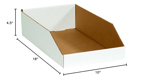 Image of Box USA BBINEB1810 Open Top Bin Boxes, 10 inch x 18 inch x 4 1 /2 inch, Oyster White (Pack of 25)