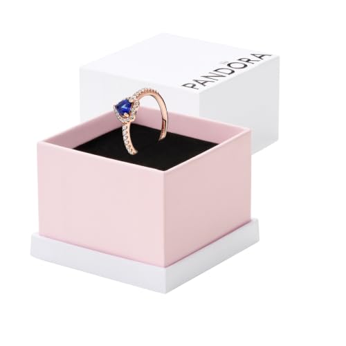 PANDORA Sparkling Elevated Heart Ring, Blue, 8.5