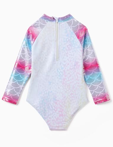Image of Disney Frozen Stitch Princess Minnie Mouse Girls Swimsuit Long Sleeve Rashguard UPF 50 One Piece Bathing Suit Size 3M-13Y