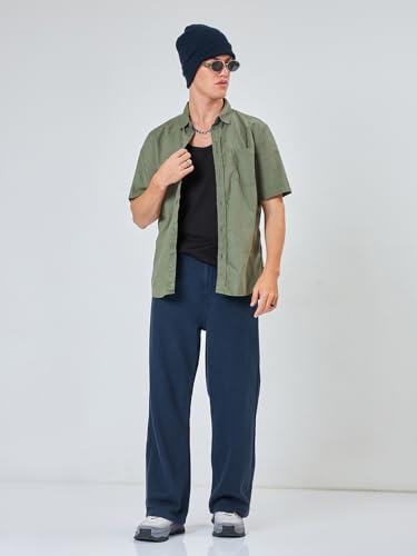 Image of Bewakoof Men's Solid Super Baggy Fit Cotton Jeans