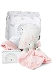 Baby Box Shop - Personalised Gifts for Girls, Ideal Christening Present with Fleece Blanket, Muslin Cloths, Pink Elephant Comforter & Gift Card - Personalised Newborn Baby Gift Set for Girls